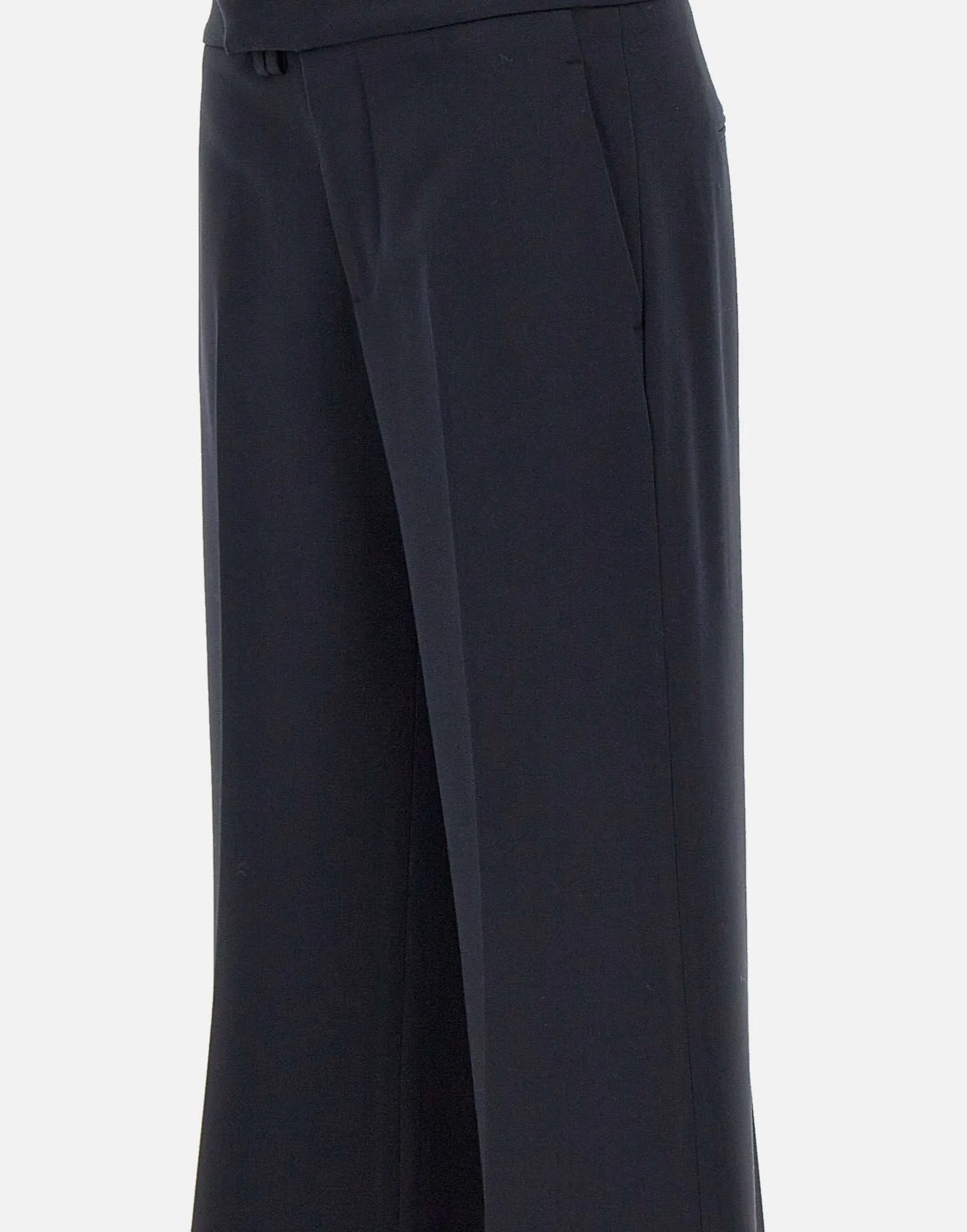 High Waist Blue Wool Trousers