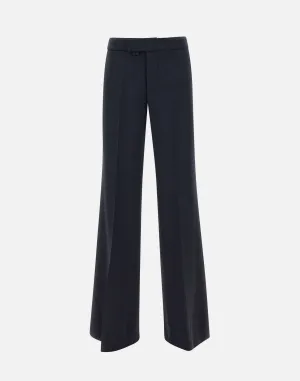 High Waist Blue Wool Trousers