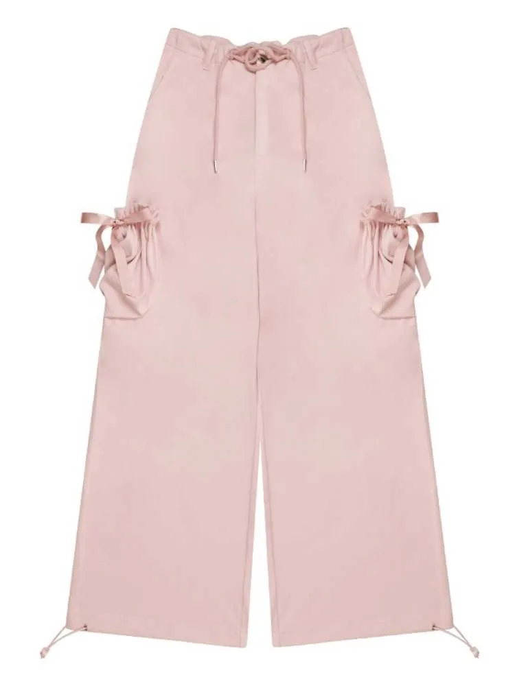 High Waist Ribbon Pocket Wide Leg Pants【s0000007138】