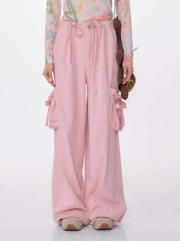High Waist Ribbon Pocket Wide Leg Pants【s0000007138】