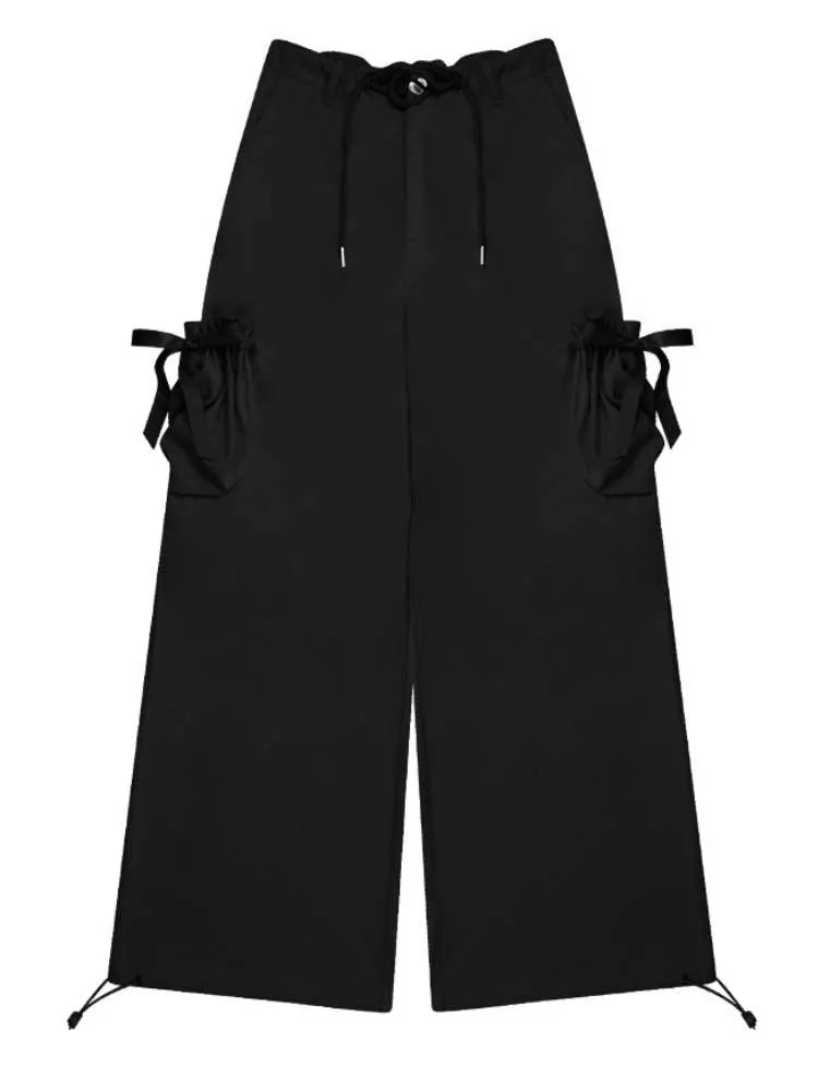 High Waist Ribbon Pocket Wide Leg Pants【s0000007138】