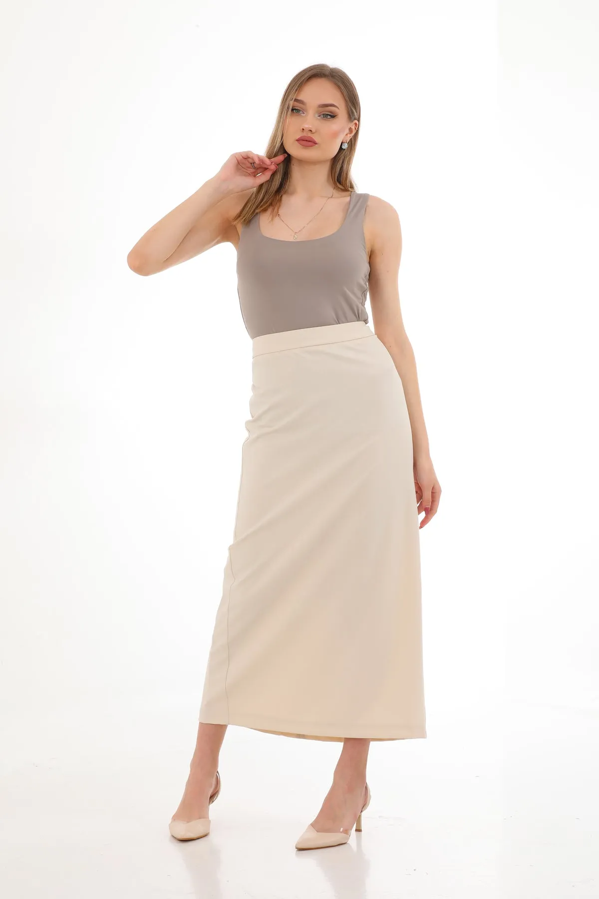 KA Pencil Skirt Light Beige