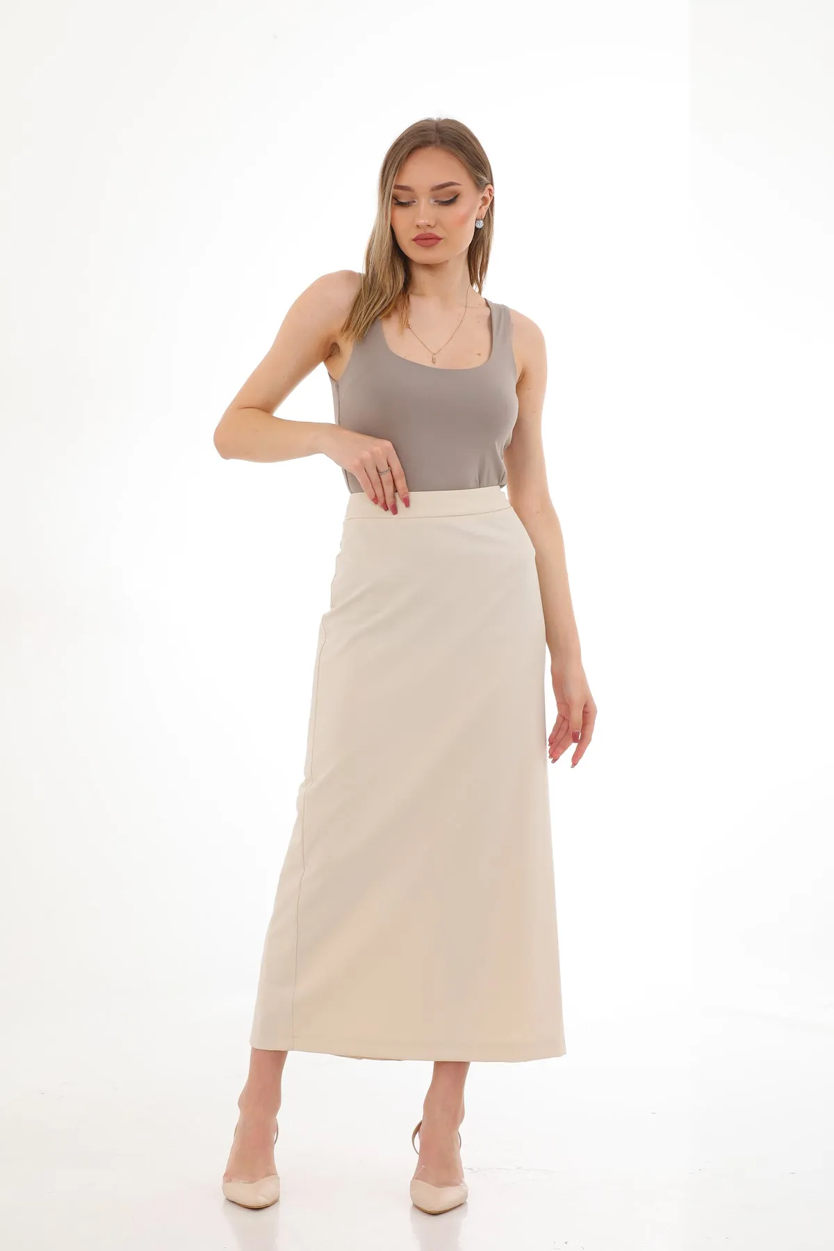 KA Pencil Skirt Light Beige