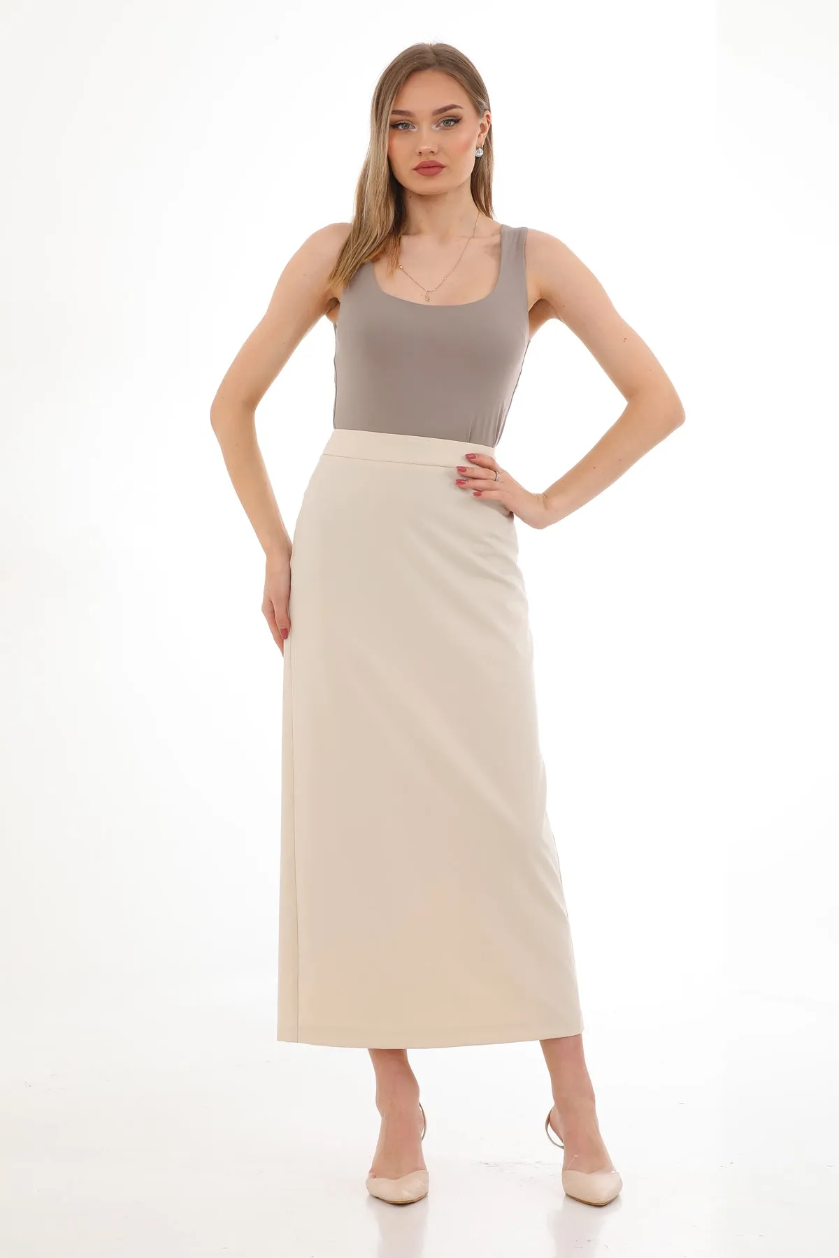 KA Pencil Skirt Light Beige