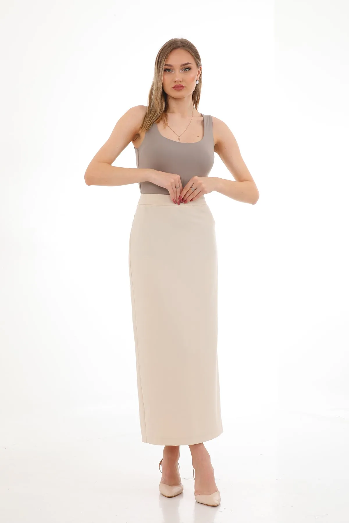 KA Pencil Skirt Light Beige