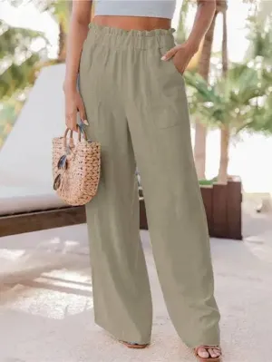 Ladies High Waist Stright Wide Leg Pants SKP9029