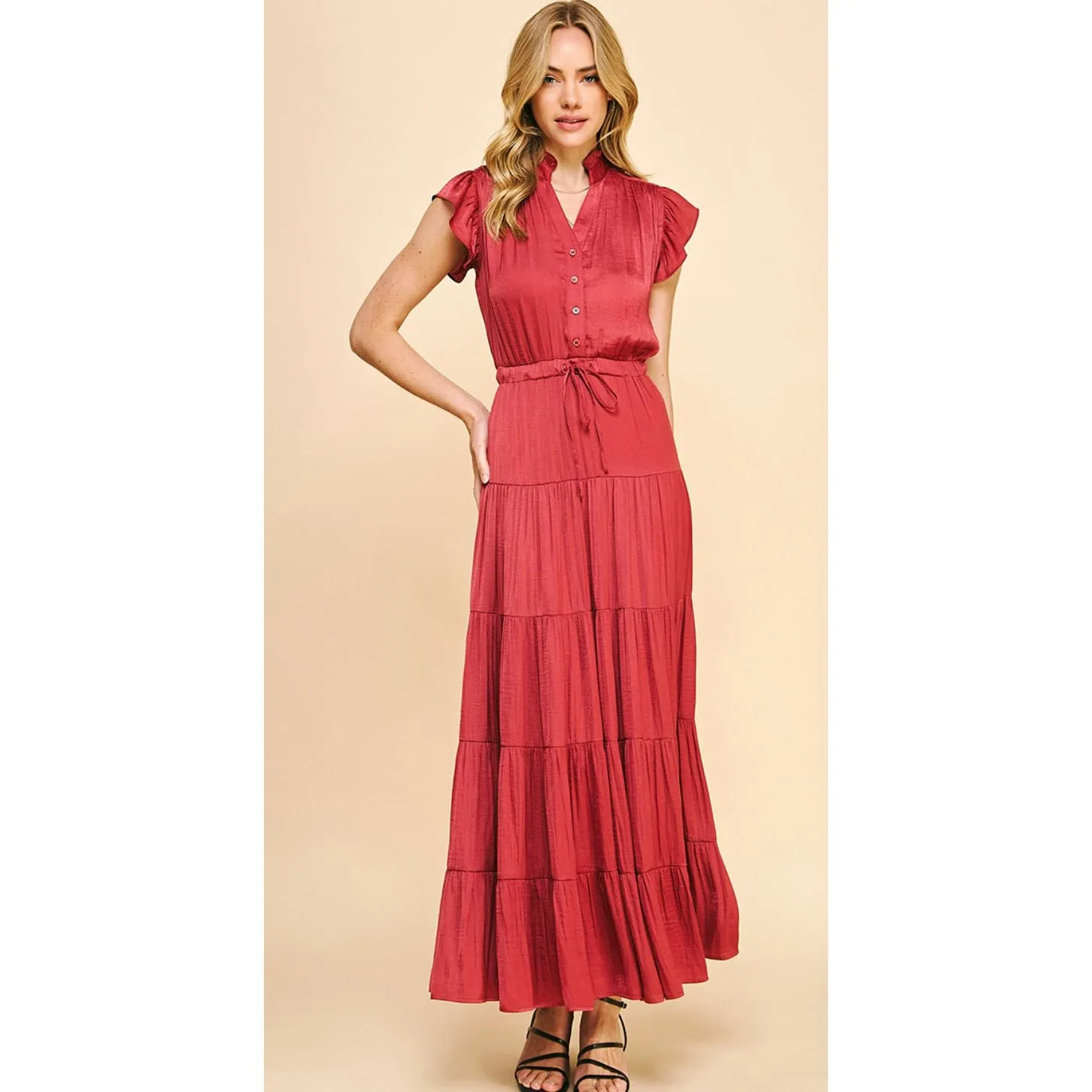 Leilani Satin Tiered  Maxi PINCH Dress