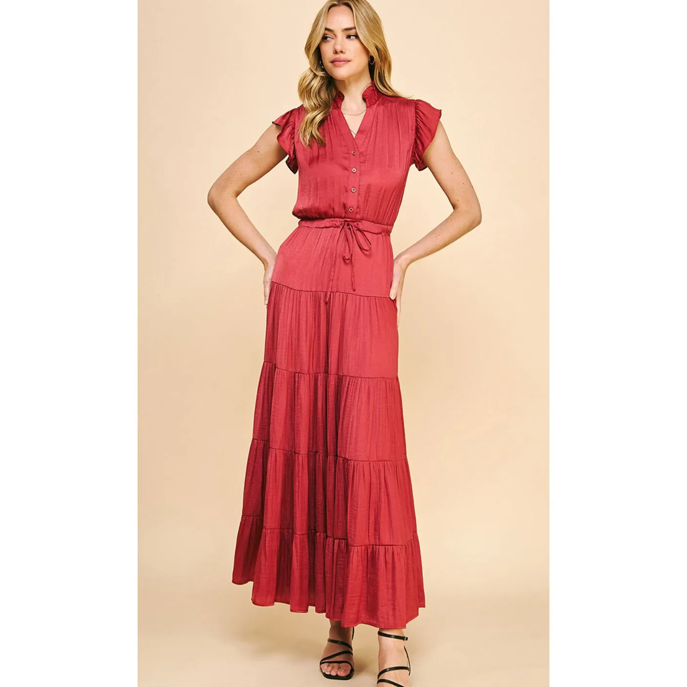 Leilani Satin Tiered  Maxi PINCH Dress