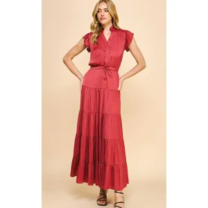 Leilani Satin Tiered  Maxi PINCH Dress