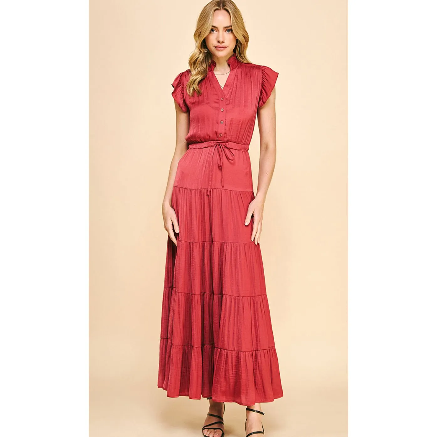 Leilani Satin Tiered  Maxi PINCH Dress