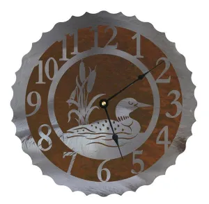 Loon 12" Round Metal Wall Clock