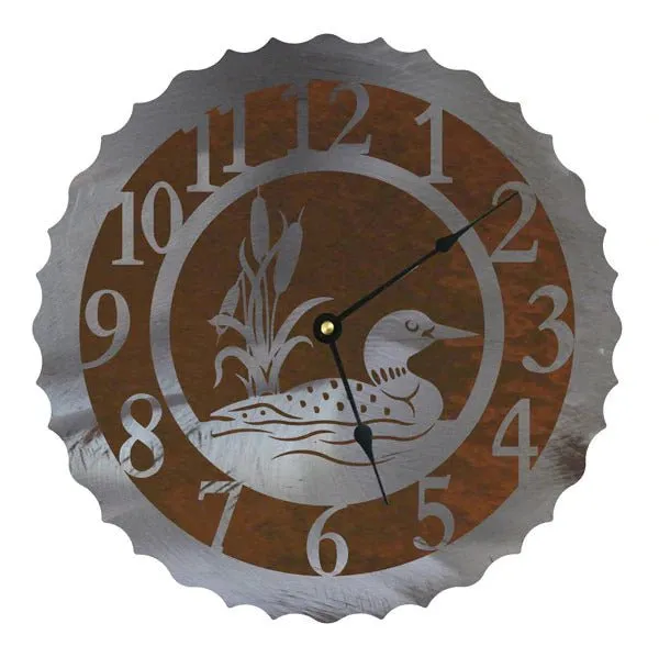 Loon 12" Round Metal Wall Clock
