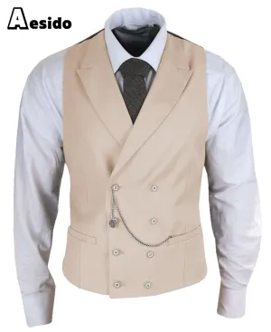 Men's Double Breasted Peak Lapel Waistcoat