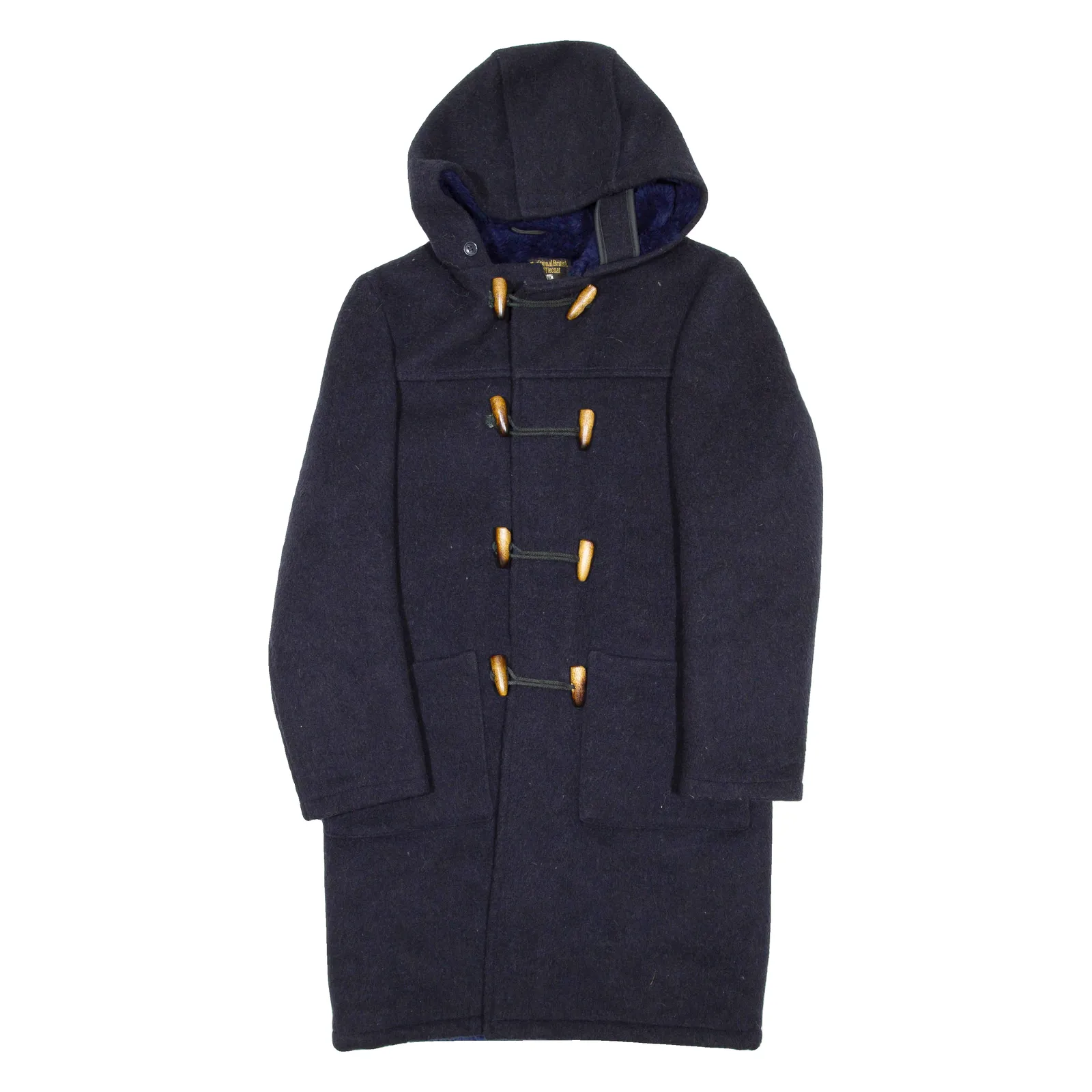 Mens Duffle Coat Blue Wool Hooded S