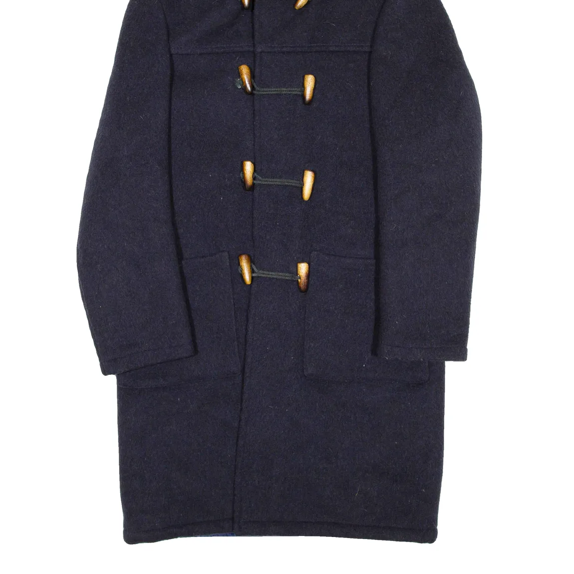 Mens Duffle Coat Blue Wool Hooded S