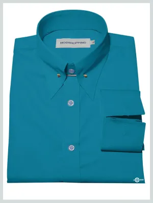 Men's Pin Collar Shirt - Deep Sky Blue Pin Collar Shirt