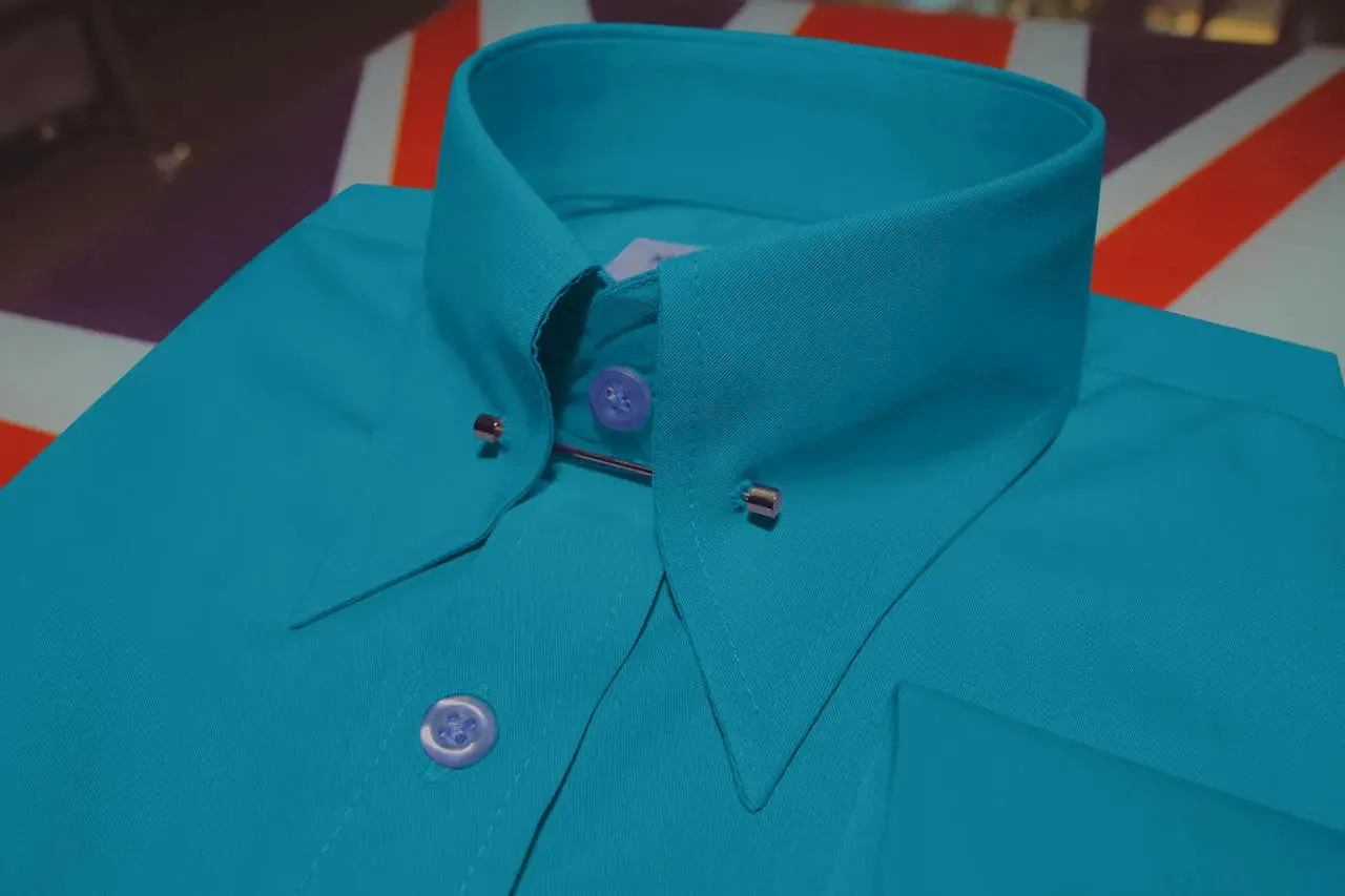 Men's Pin Collar Shirt - Deep Sky Blue Pin Collar Shirt