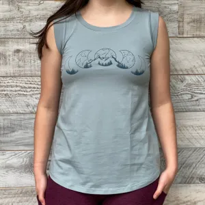 Moon Phase 🌘 Mountains  - Women’s Organic Cotton Cap Sleeve Tank Top