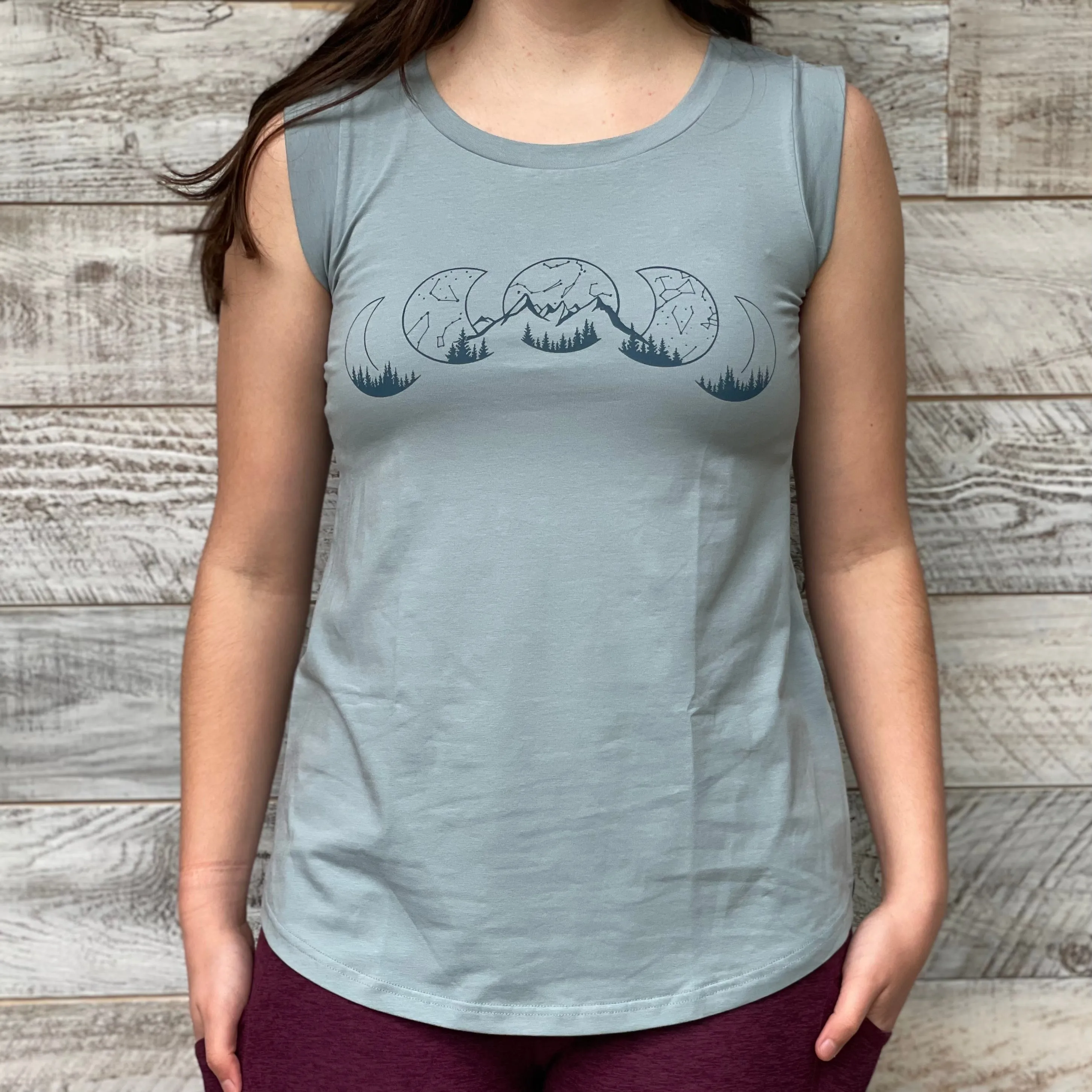 Moon Phase 🌘 Mountains  - Women’s Organic Cotton Cap Sleeve Tank Top