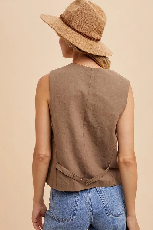 NOVA COTTON LINEN BLEND VEST