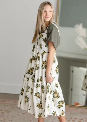 Overall Button Down Print Dress - FINAL SALE