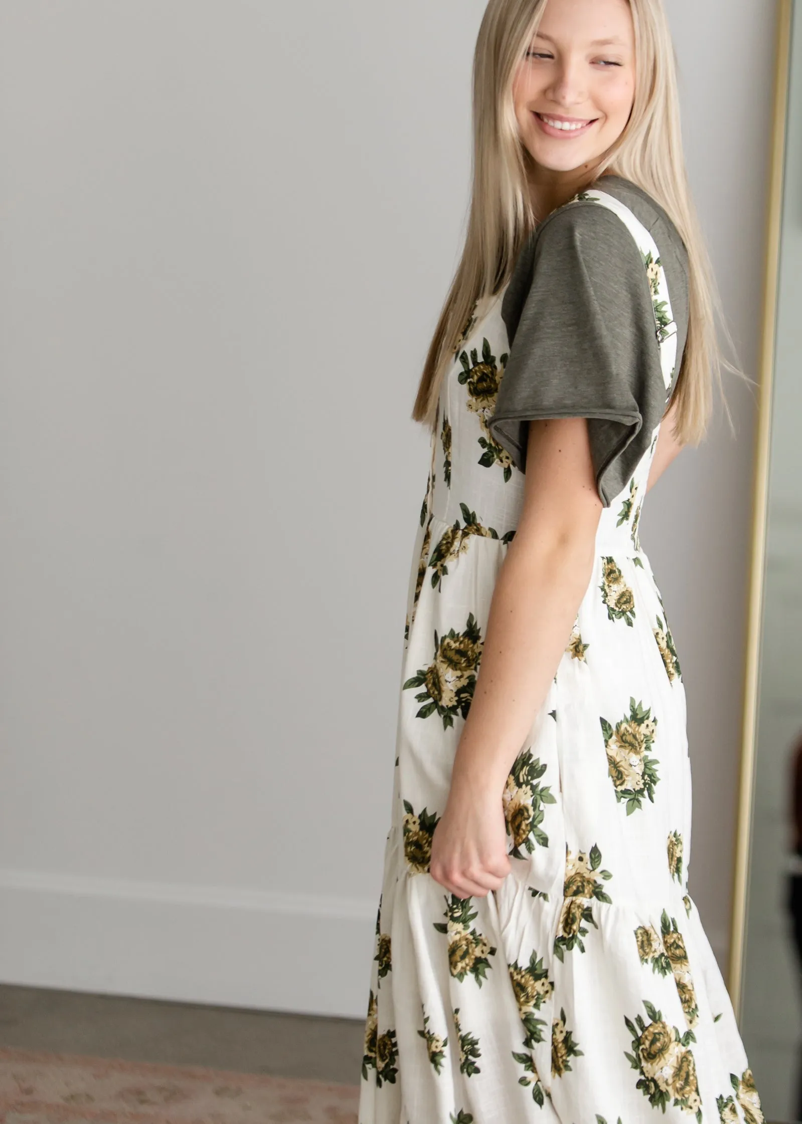 Overall Button Down Print Dress - FINAL SALE