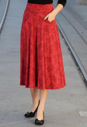 Picnic Skirt in Pomegranate Print by Effie's Heart