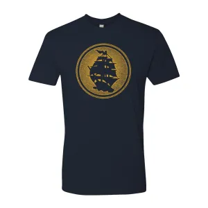 Pirates Press - Circle Logo - Gold on Navy - T-Shirt