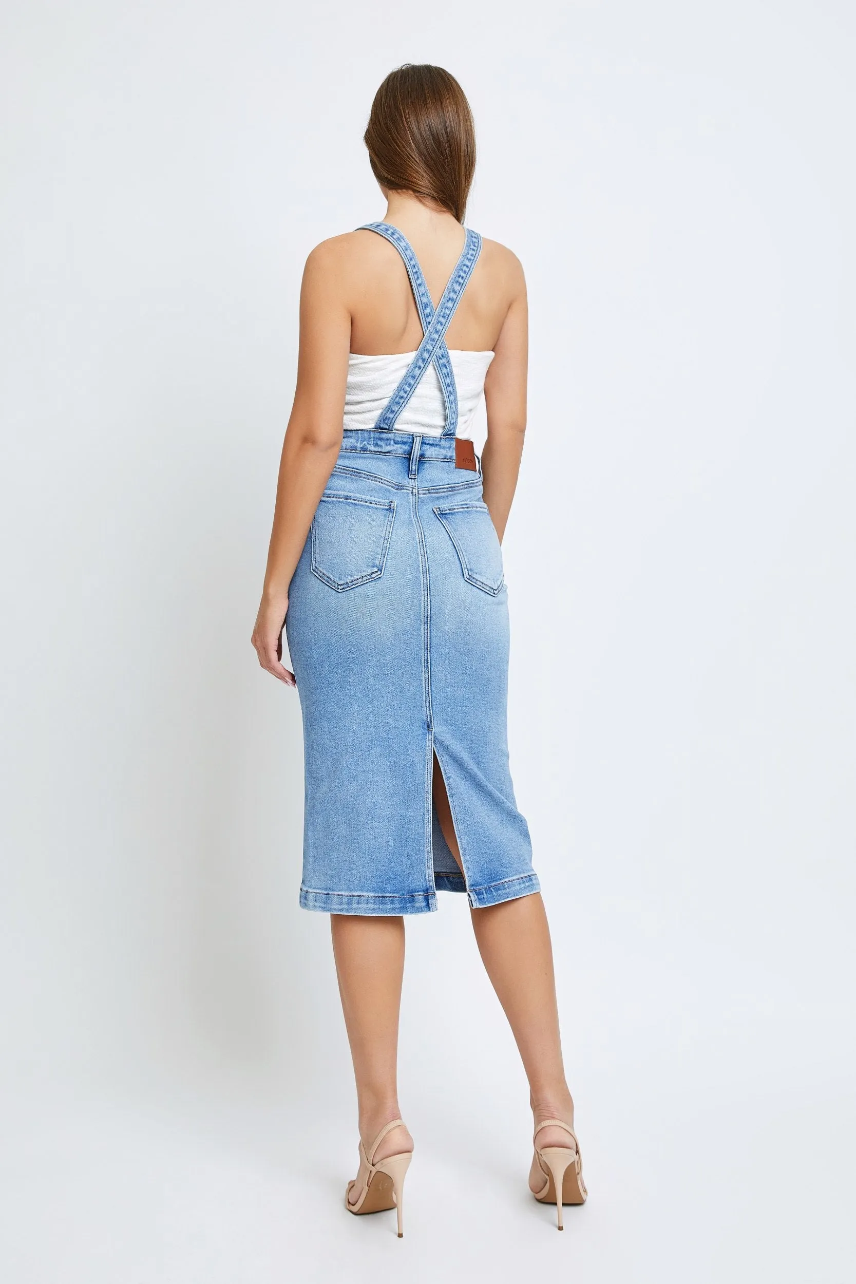 [Pixie] Medium Light Overall Denim Skirt