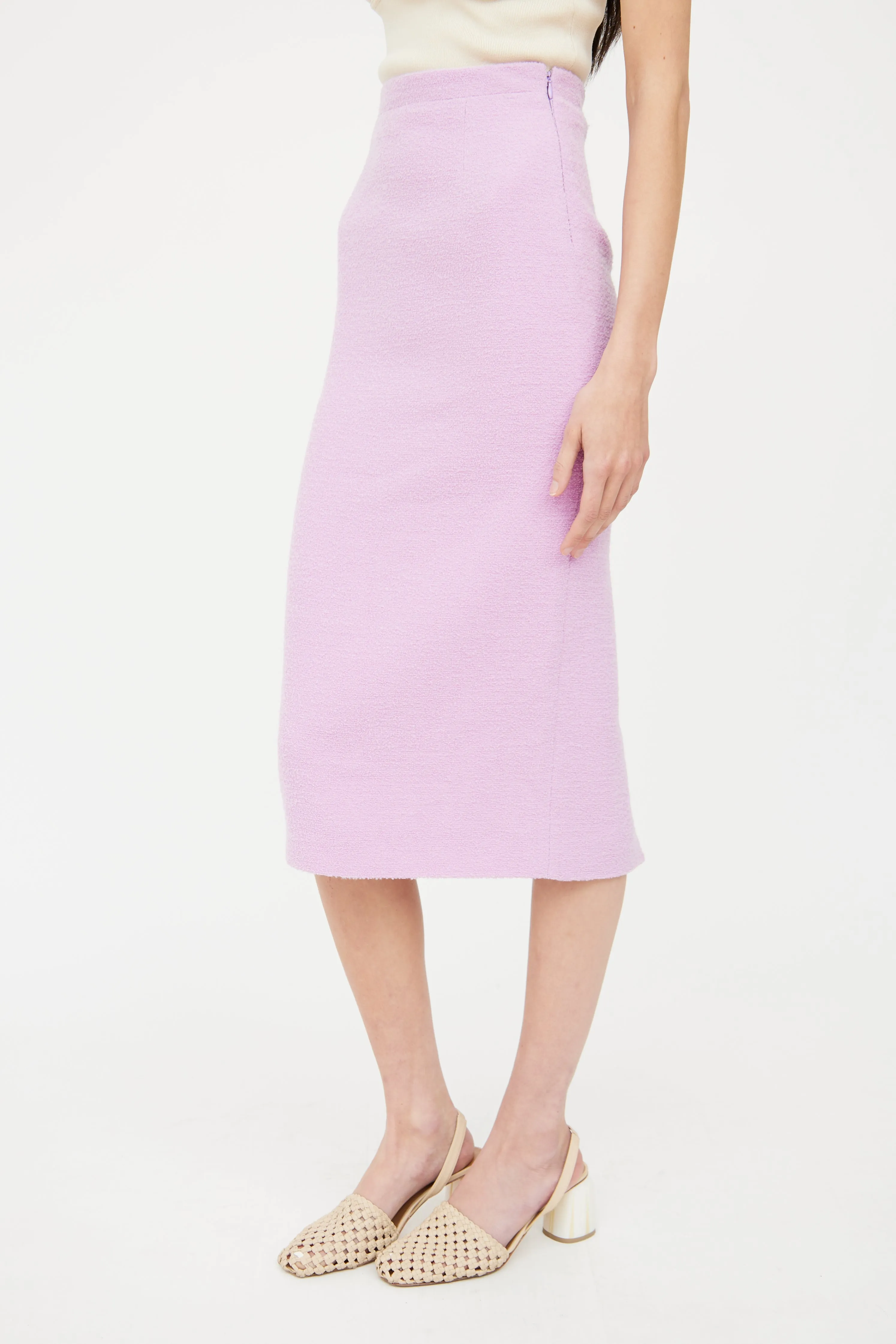Purple Boucle Pencil Skirt