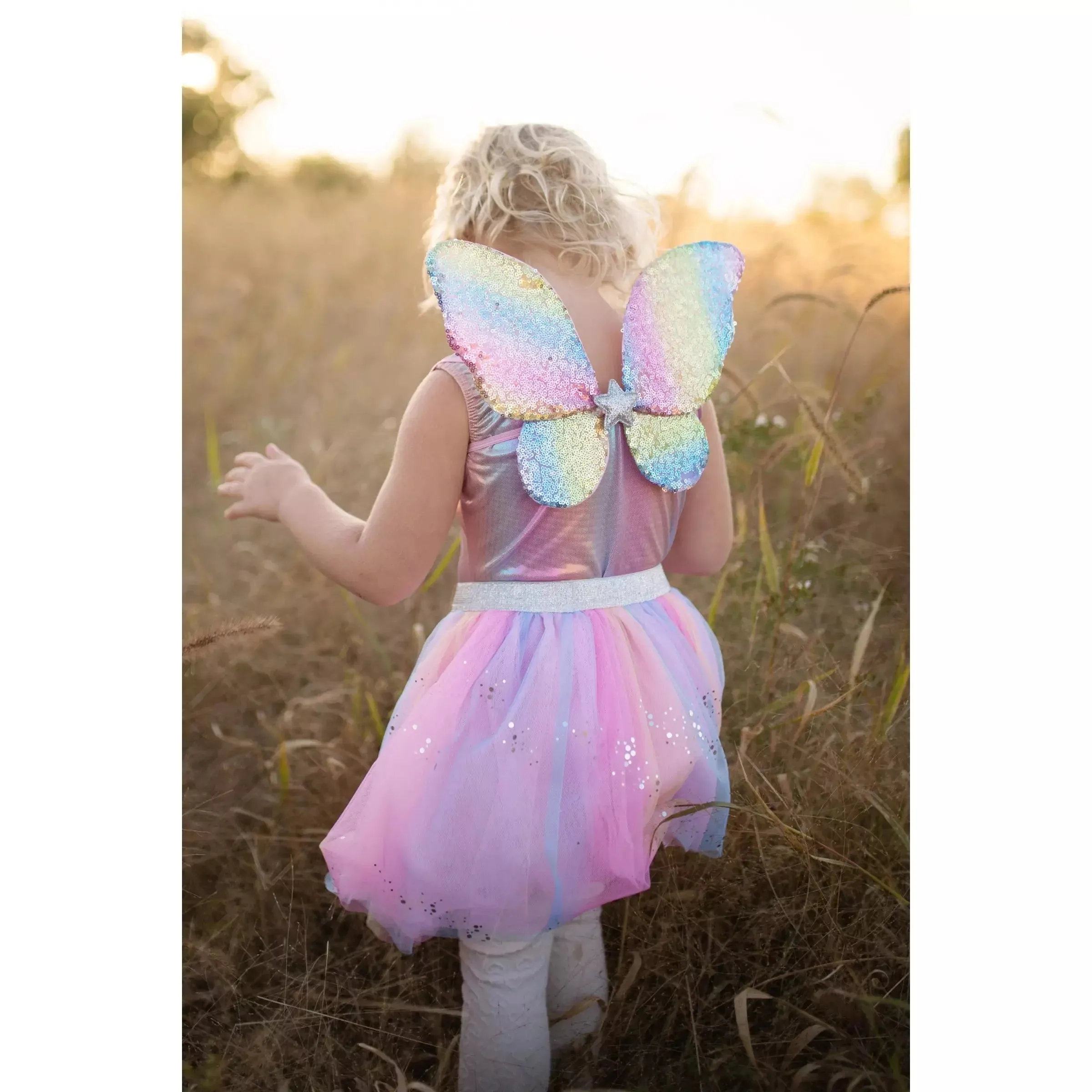Rainbow Sequins Skirt, Wings & Wand