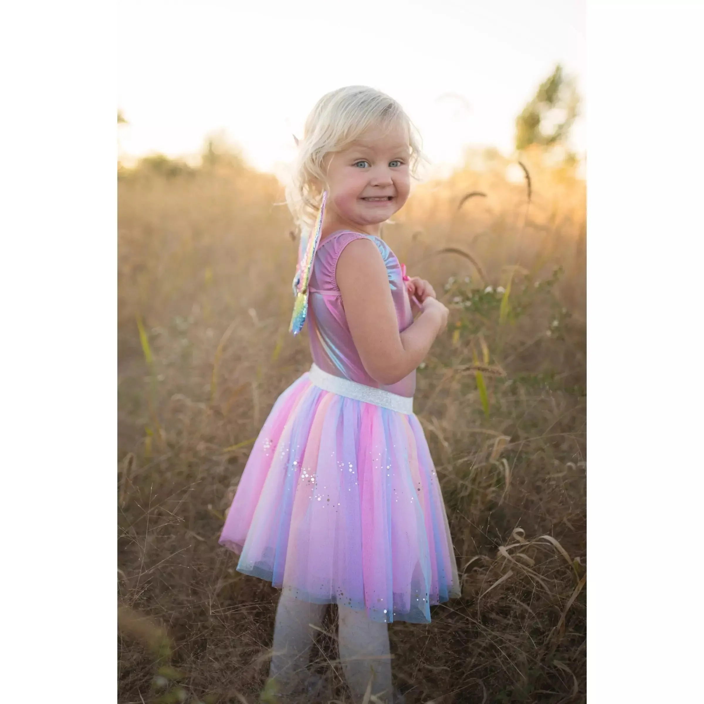 Rainbow Sequins Skirt, Wings & Wand