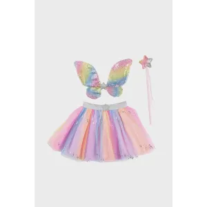 Rainbow Sequins Skirt, Wings & Wand