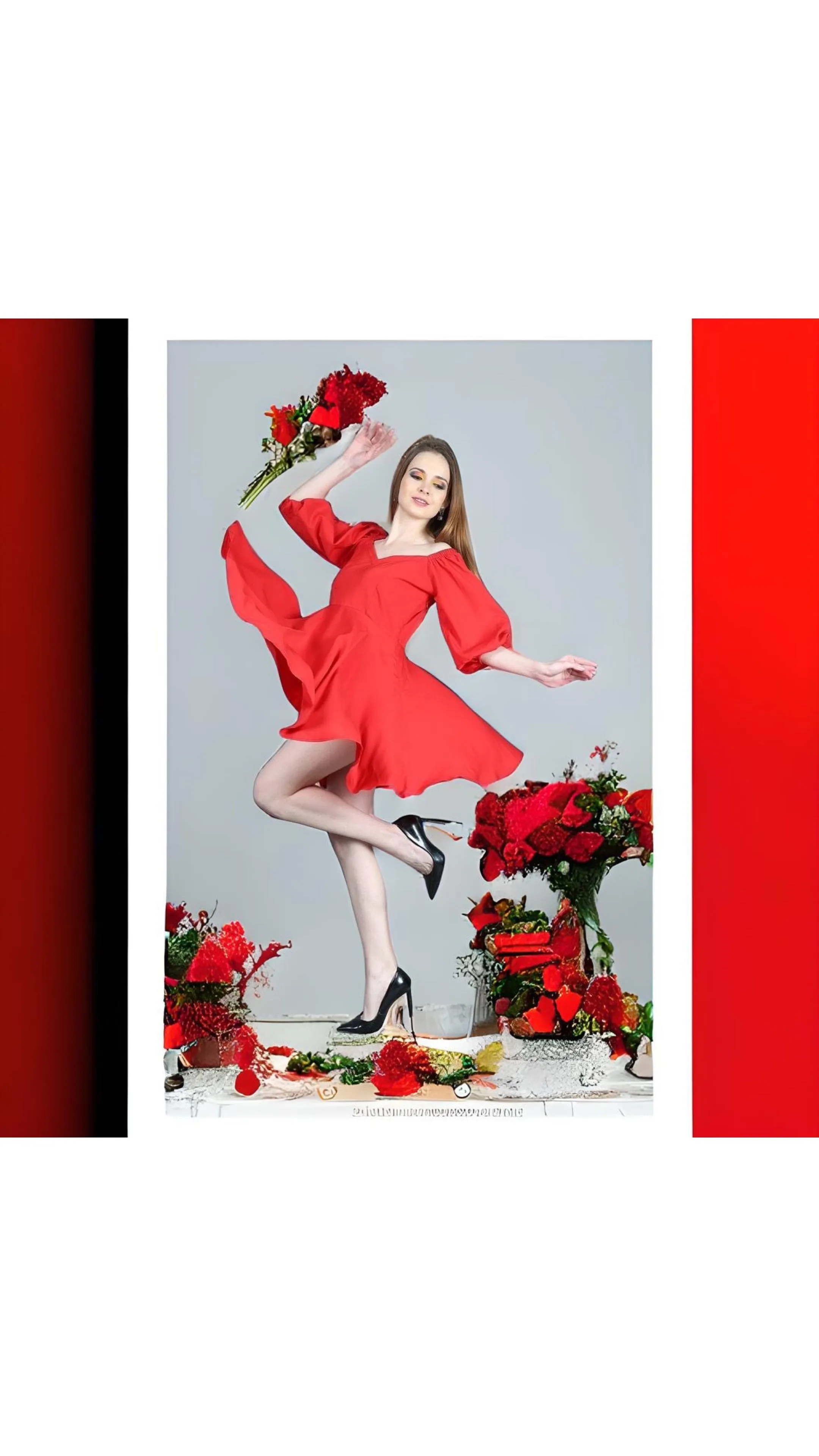 Red Flare Sweetheart Neck Short Dress for Women