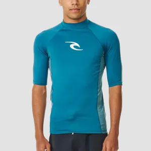 Rip Curl Waves UPF Perf Short Sleeve Rash Vest Deep Ocean