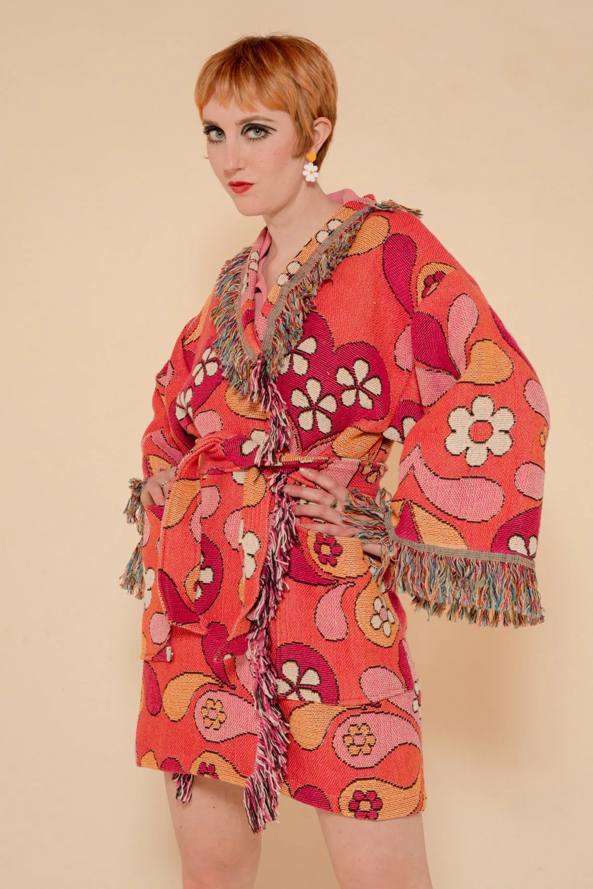 Rose Daisy Blanket Robe Coat