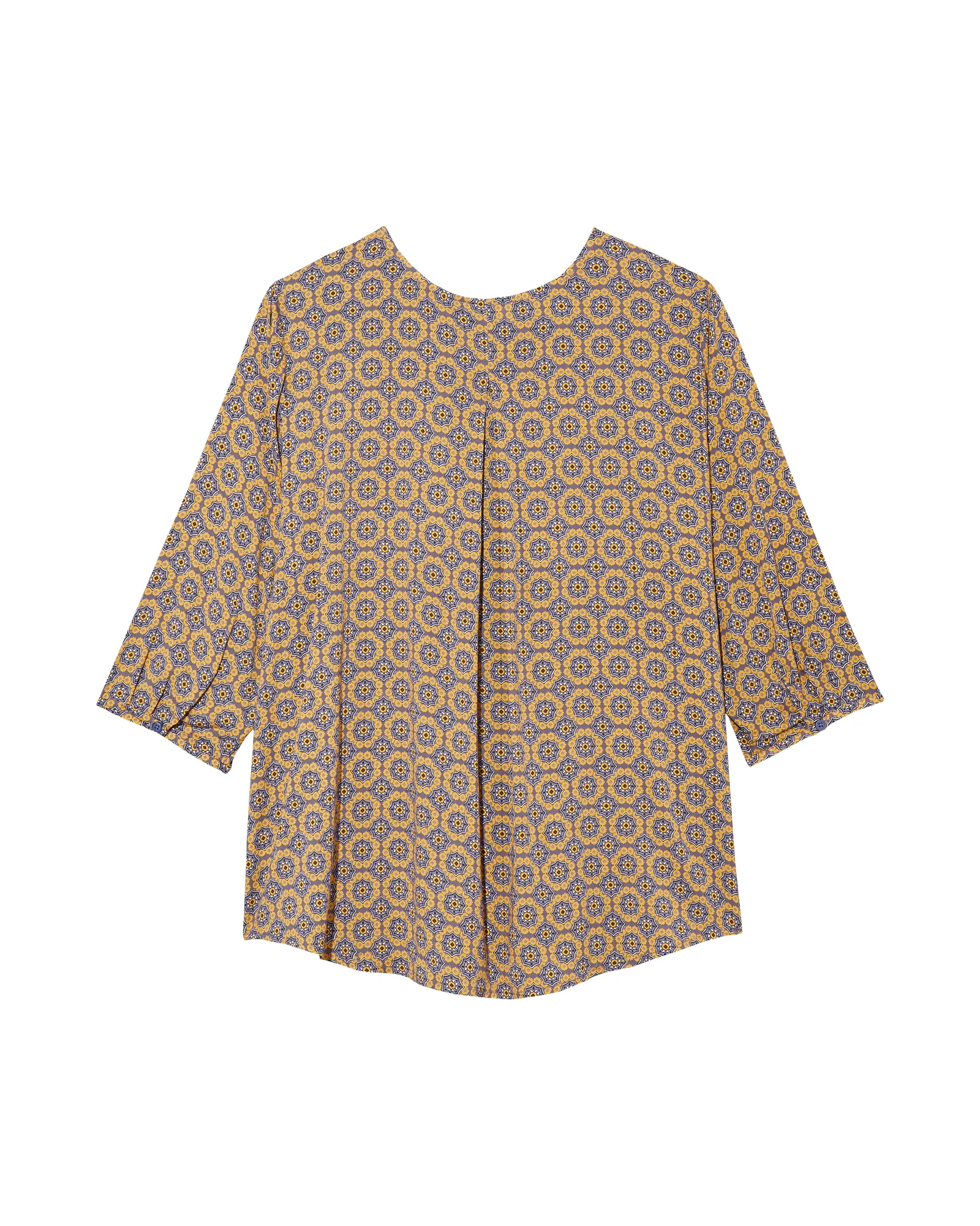 Sam 3/4 Sleeve Pleated Front Blouse | Yellow / Purple
