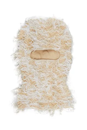 Seantee White/Beige Fuzzy Ski Mask