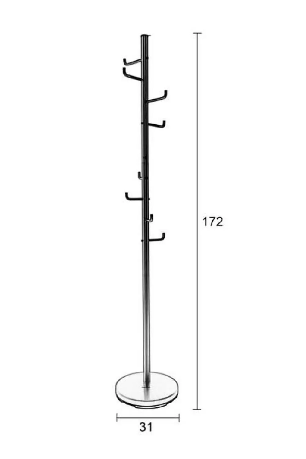Silver Free Standing Coat Rack | DF Hooked