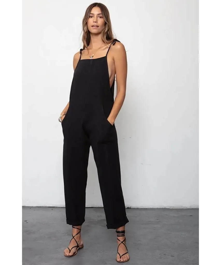 Some Beachy Overall Black Linen