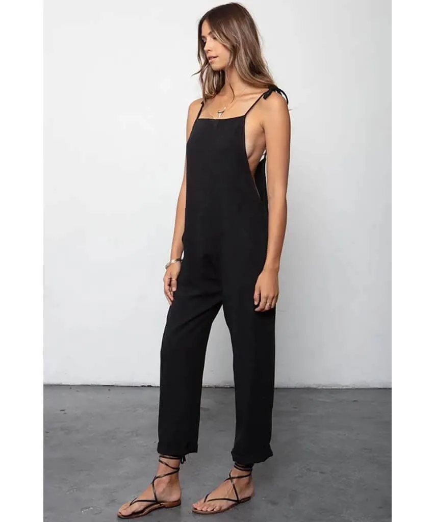 Some Beachy Overall Black Linen