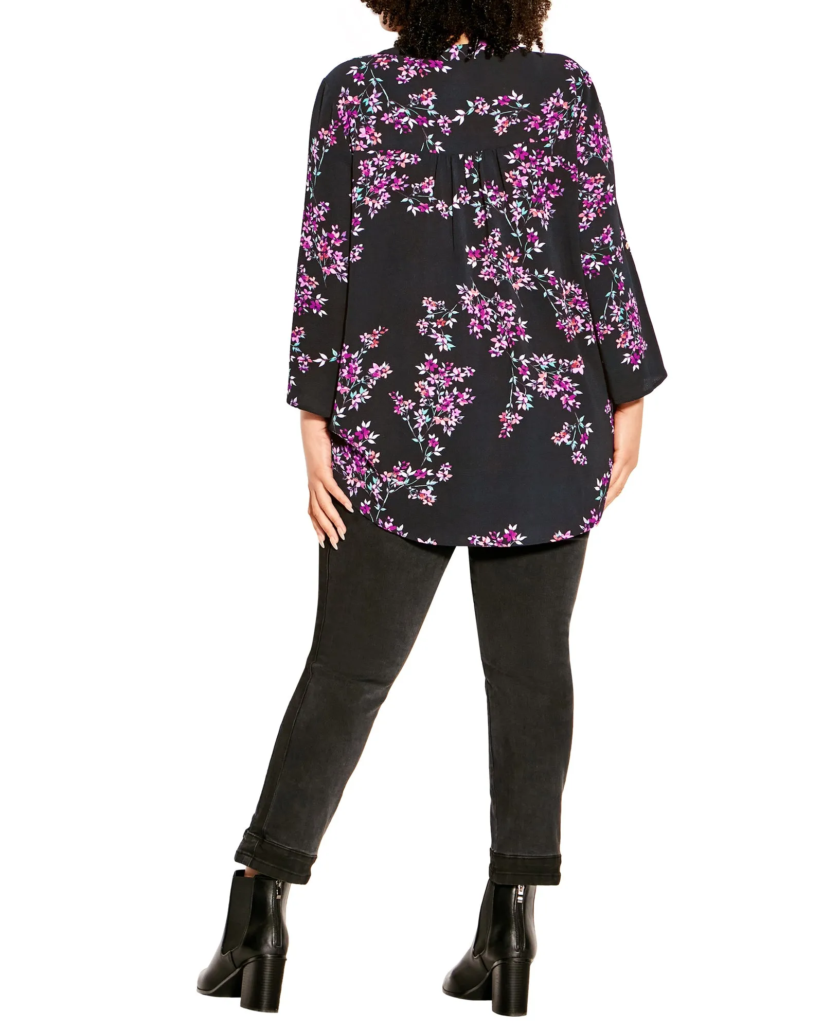 Stella Pleated Blouse | Black / Magenta