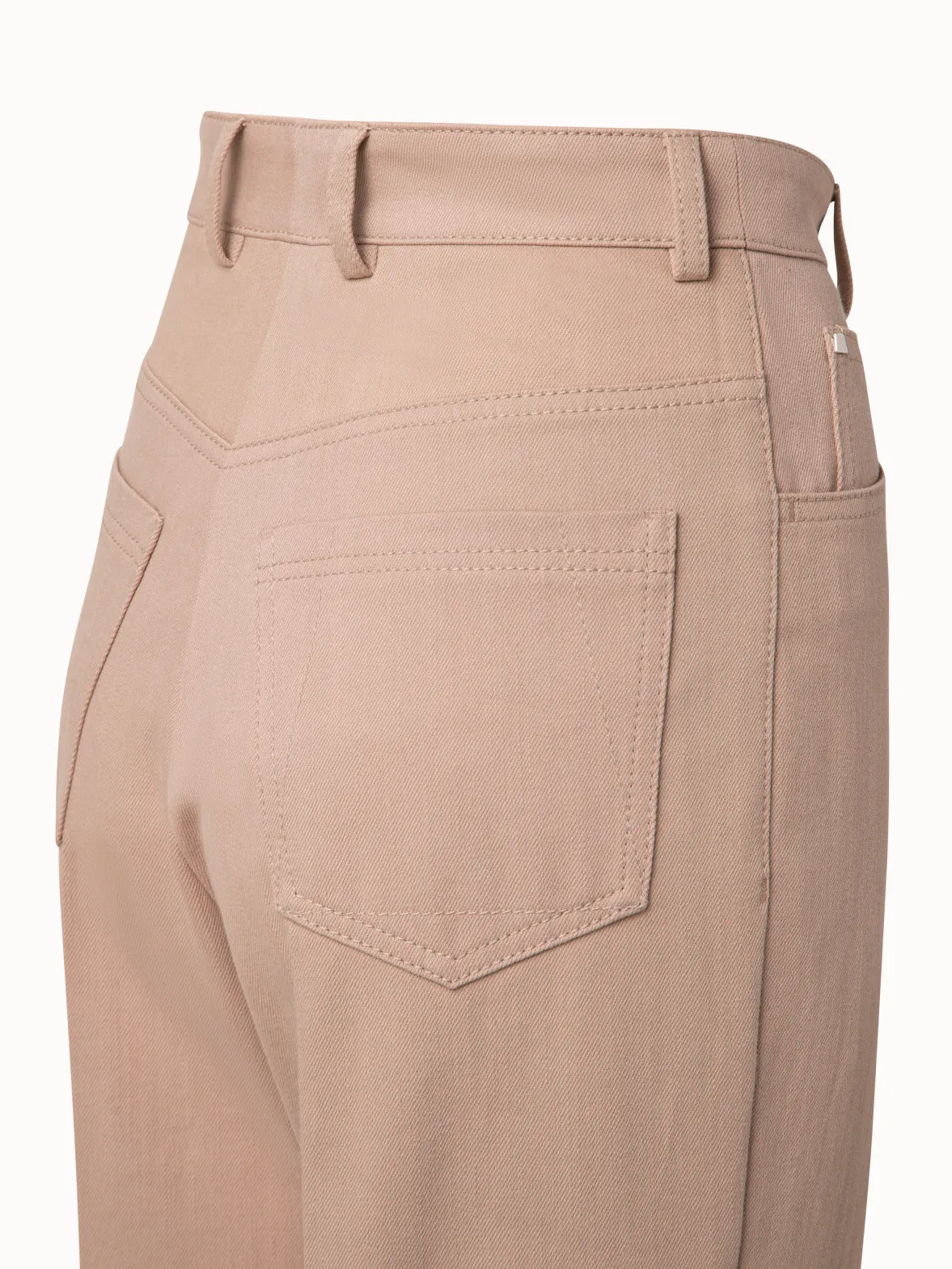 Stretch Denim High Waist Wide Leg Pants
