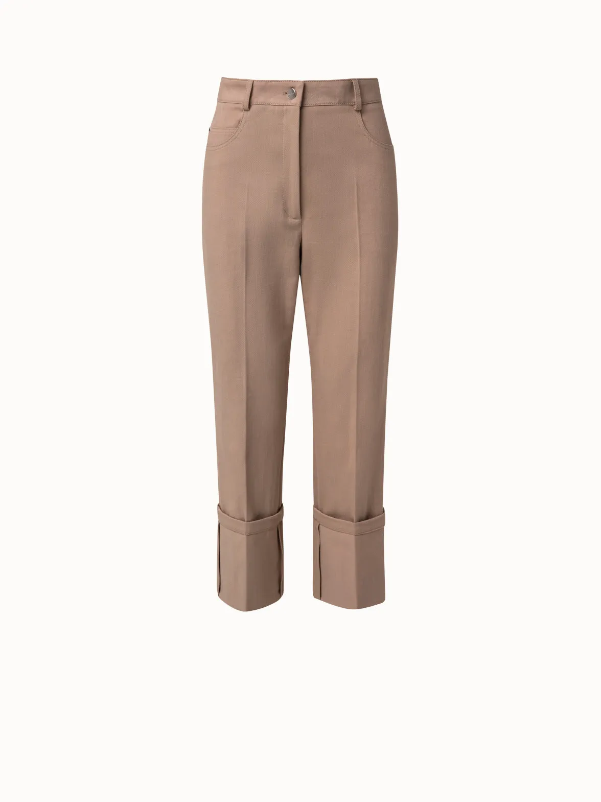Stretch Denim High Waist Wide Leg Pants