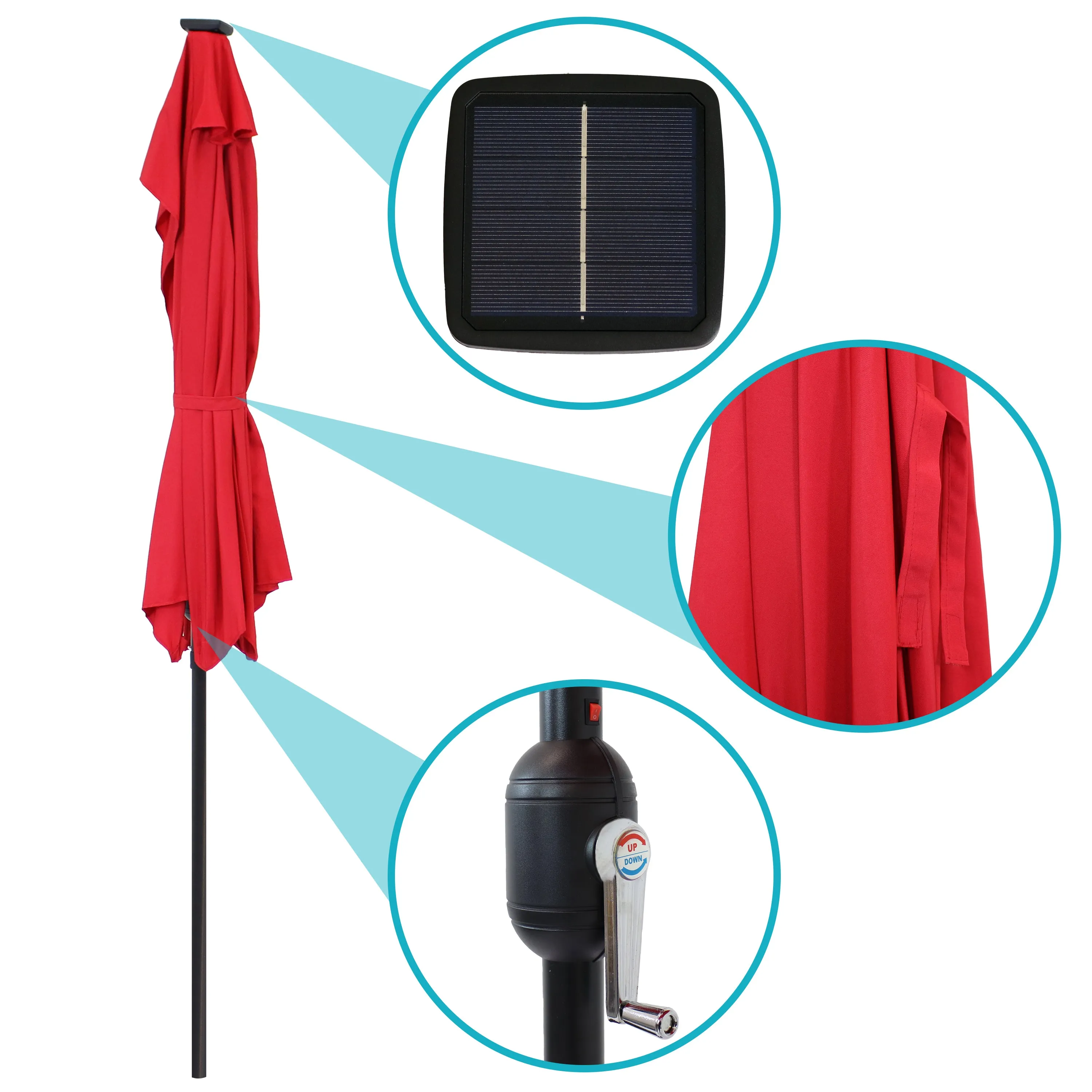 Sunnydaze 9' Solar Outdoor Half Patio Umbrella with LED Lights