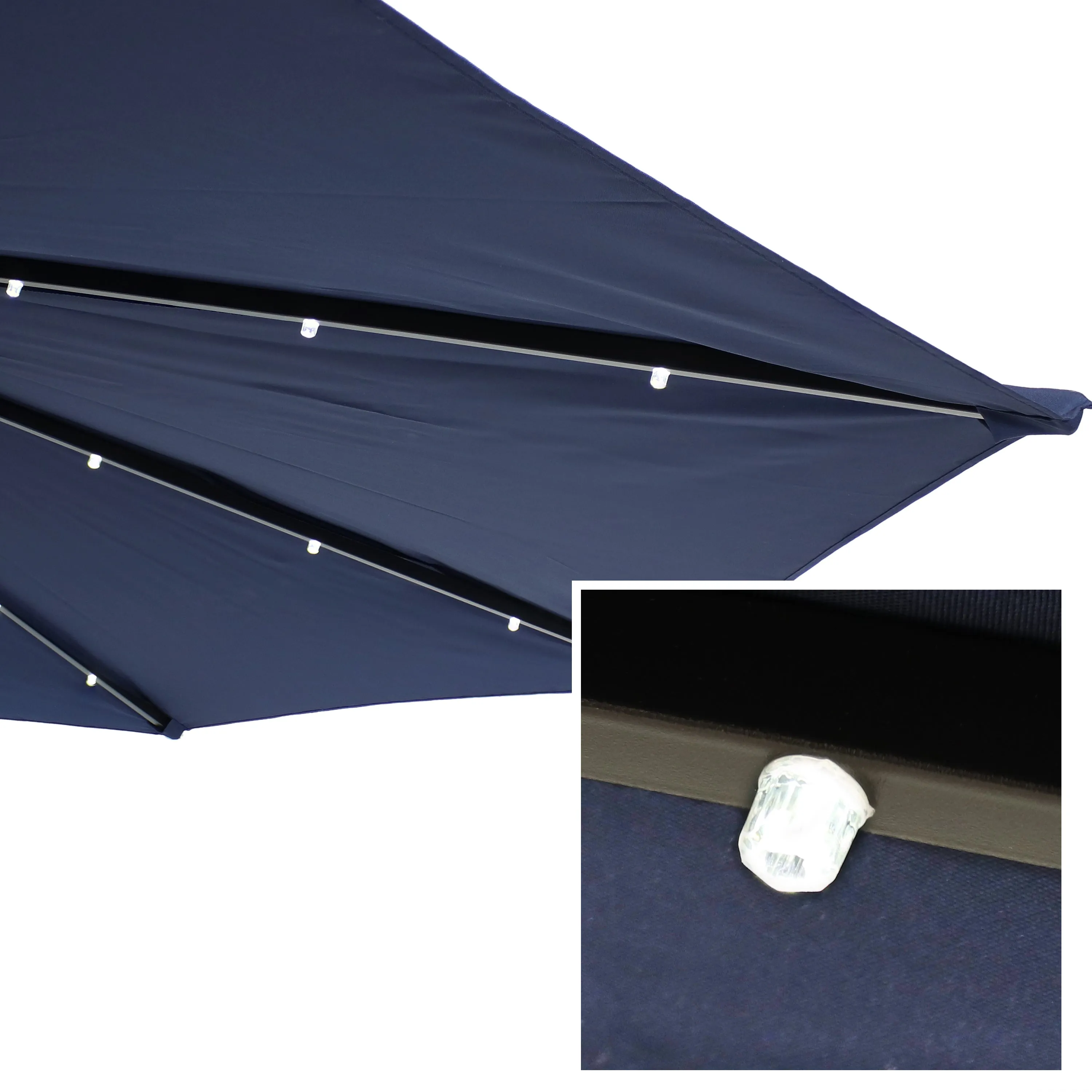 Sunnydaze 9' Solar Outdoor Half Patio Umbrella with LED Lights