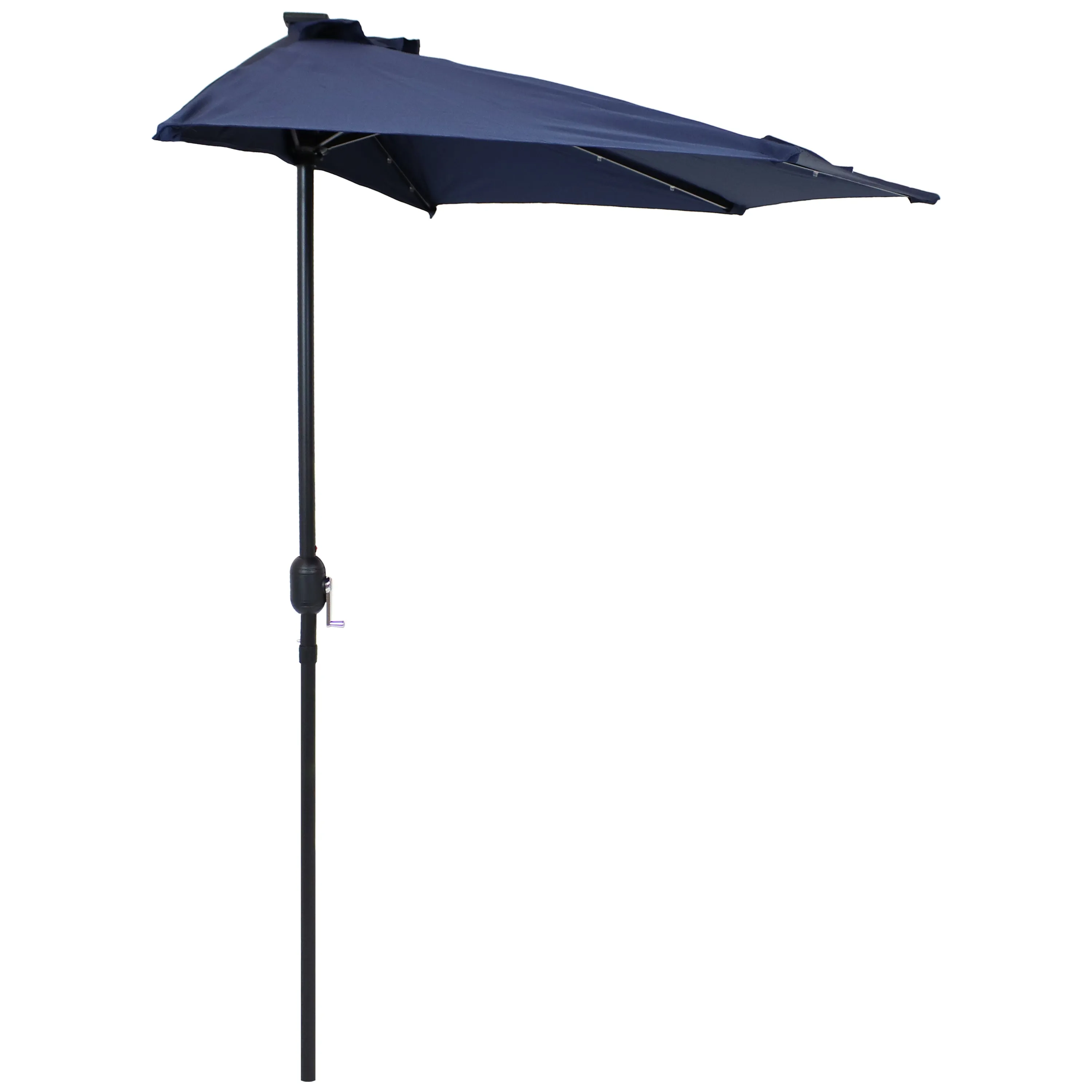 Sunnydaze 9' Solar Outdoor Half Patio Umbrella with LED Lights