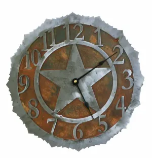 Texas Star 12" Round Metal Wall Clock