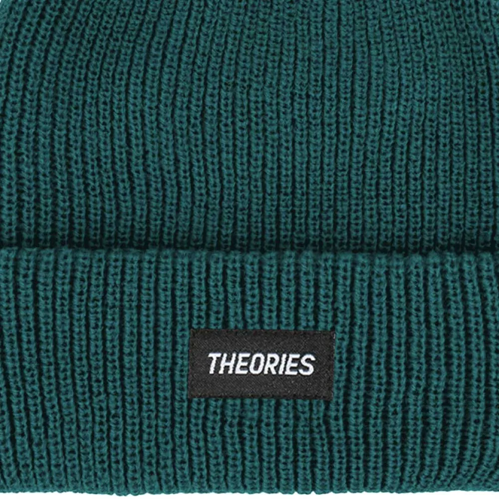 Theories STAMP LABEL Rib Knit Beanie Teal Green