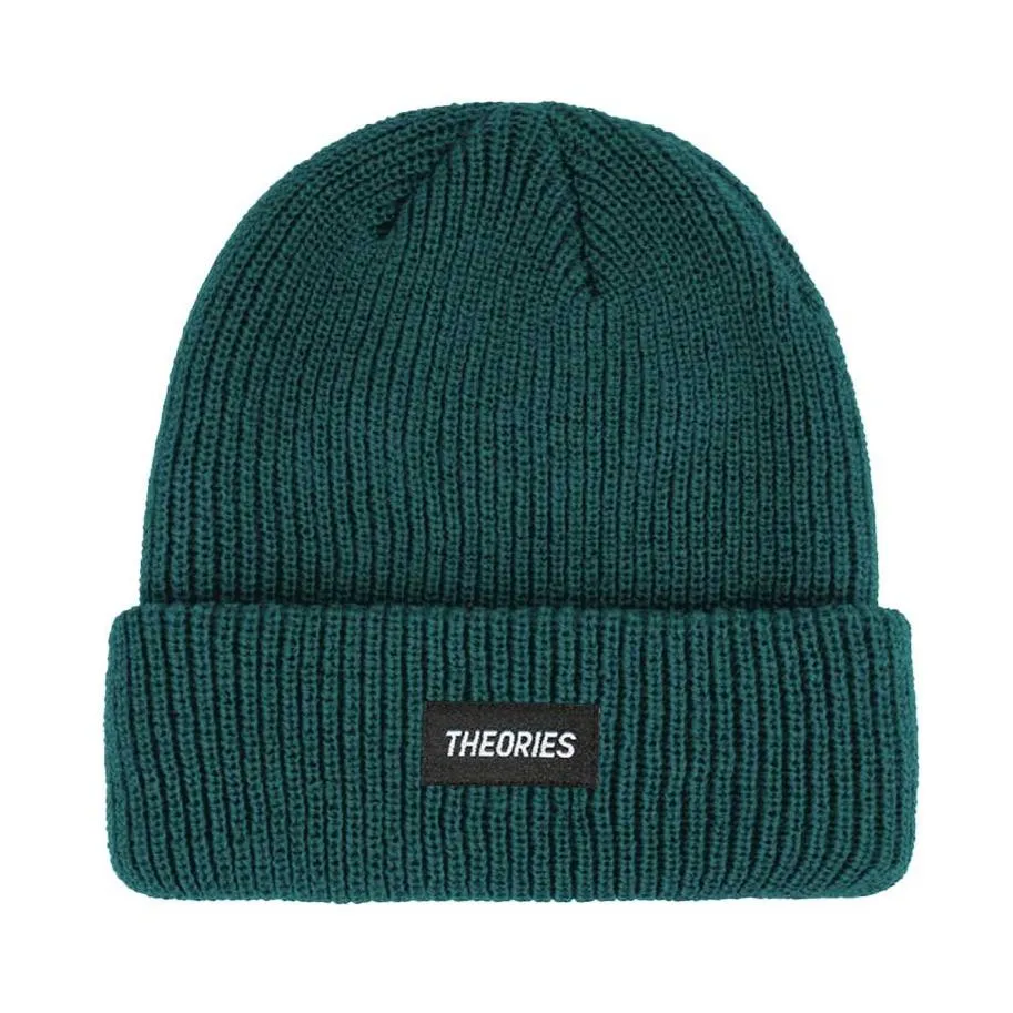 Theories STAMP LABEL Rib Knit Beanie Teal Green